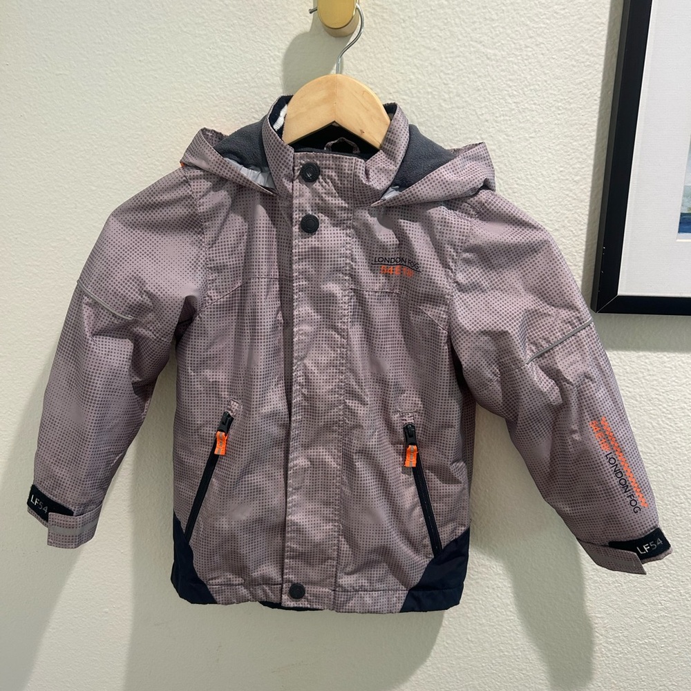 London Fog Kids Raincoat in Gray with Orange Accents